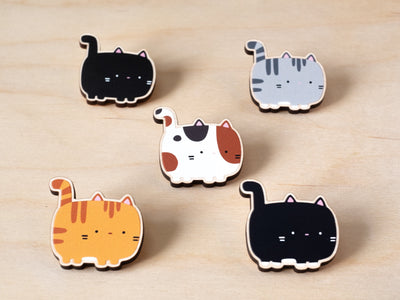 Wooden pin - Cat, orange tabby