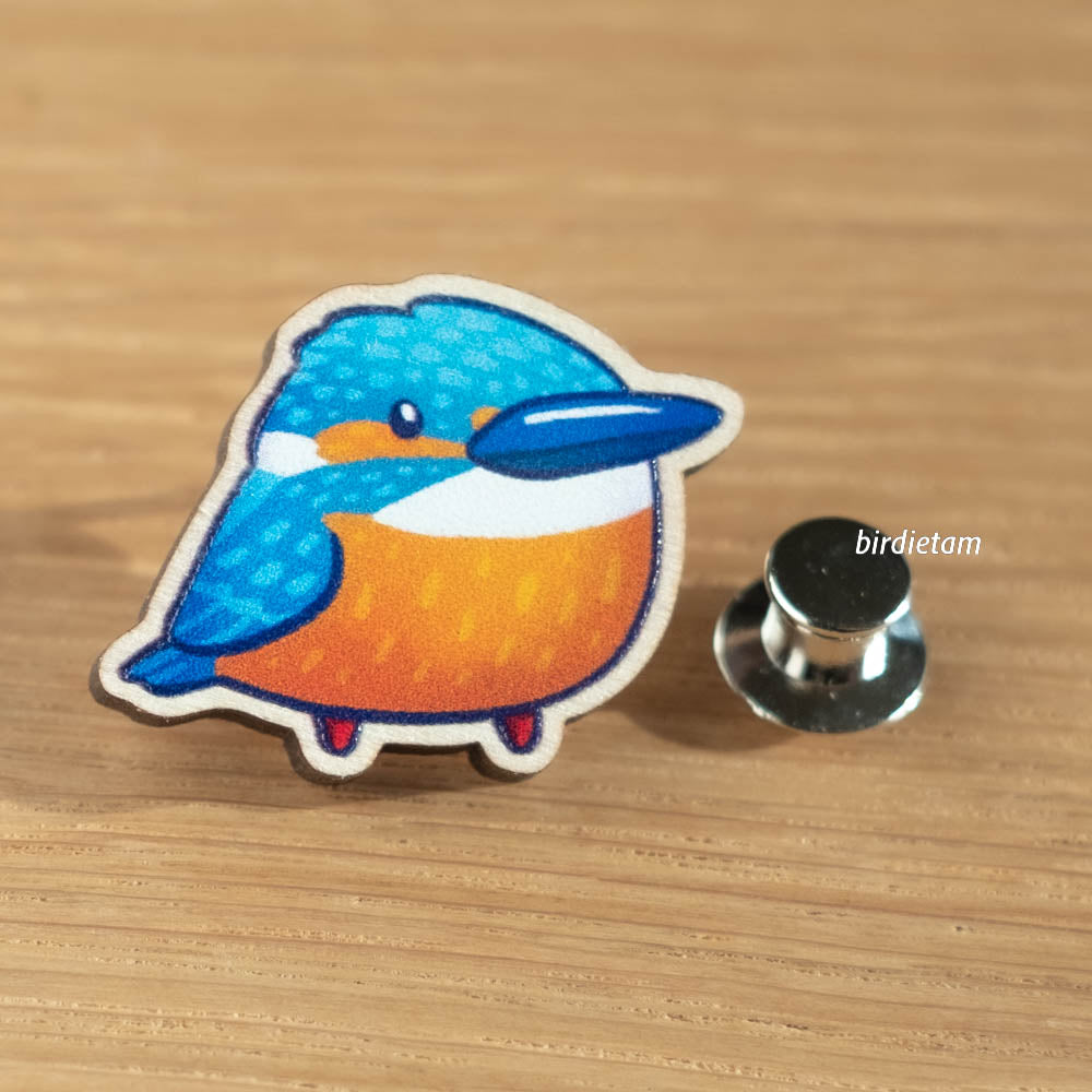 Wooden pin - Kingfisher