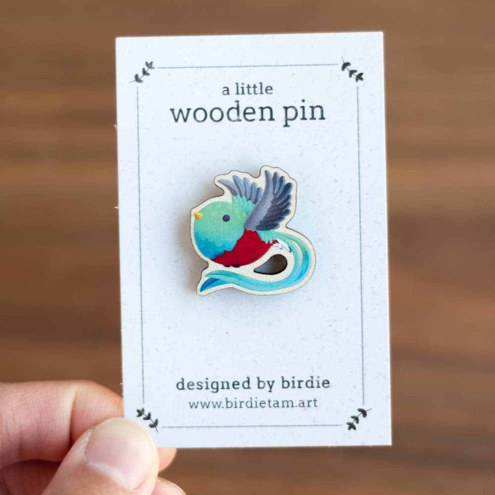 Wooden pin - Quetzal