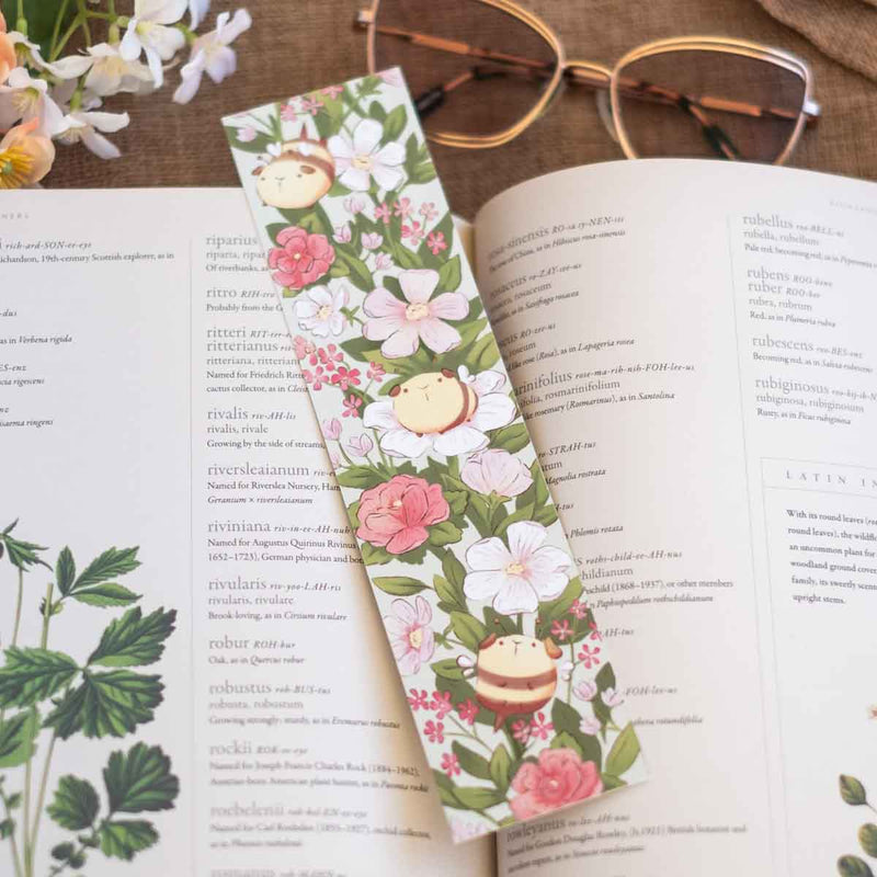 Bookmark - Guinea bees and blossoms