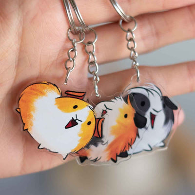 Keychain - Guinea pig, brown & white