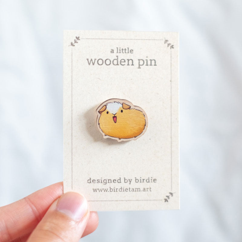 Wooden pin - Guinea pig, golden