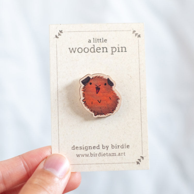 Wooden pin - guinea pig, brown