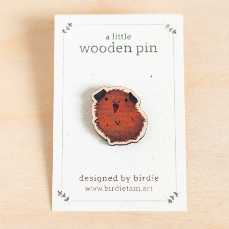 Wooden pin - guinea pig, brown