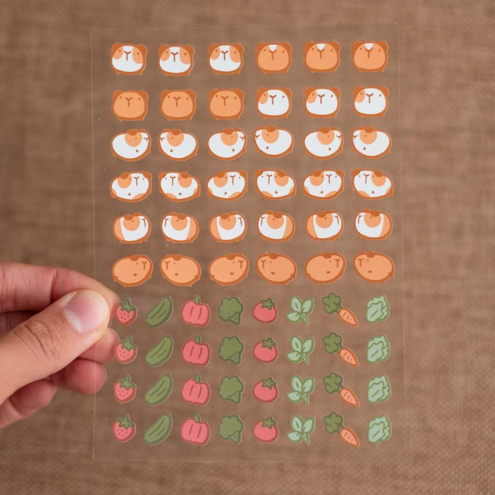 Sticker sheet - Guinea pigs and veggies