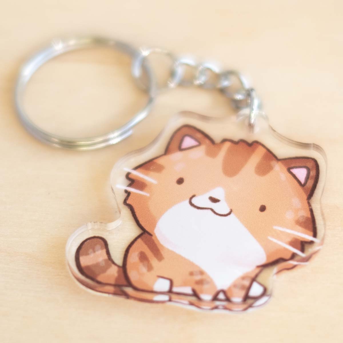 Keychain - Cat, brown tabby