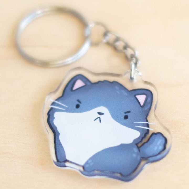 Keychain - Cat, grumpy tuxedo