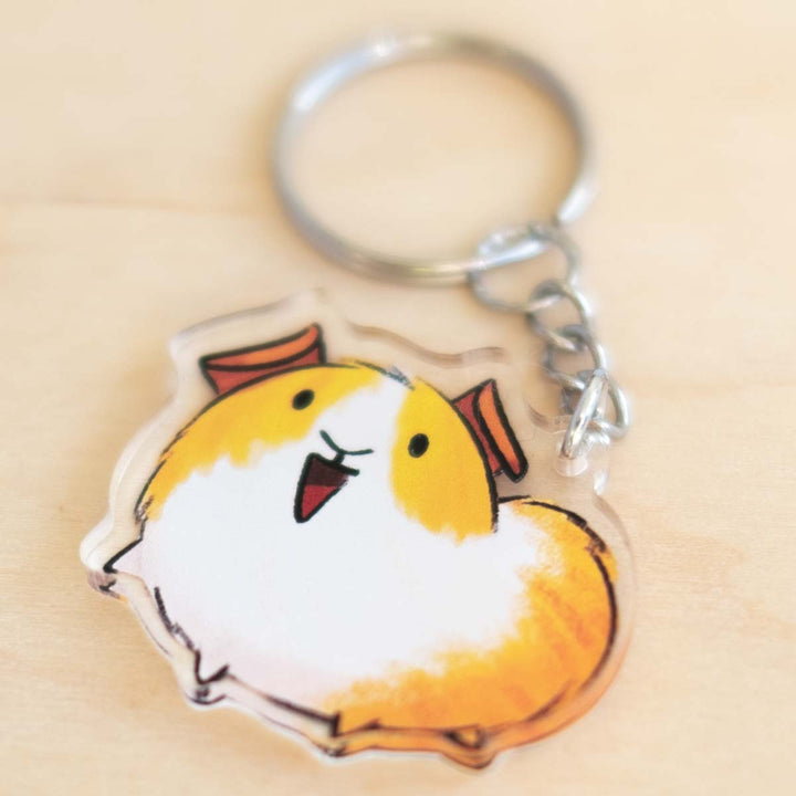 Keychain - Guinea pig, brown & white