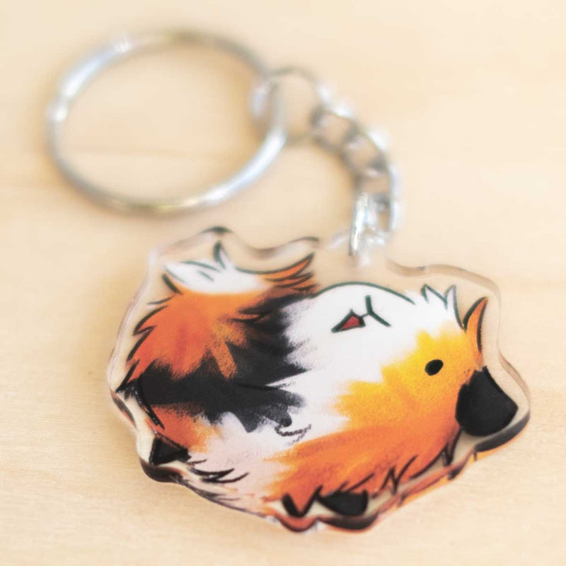 Keychain - Guinea pig, tri colored