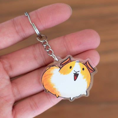 Keychain - Guinea pig, brown & white