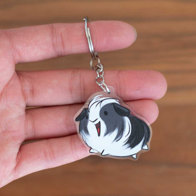 Keychain - Guinea pig, black & white