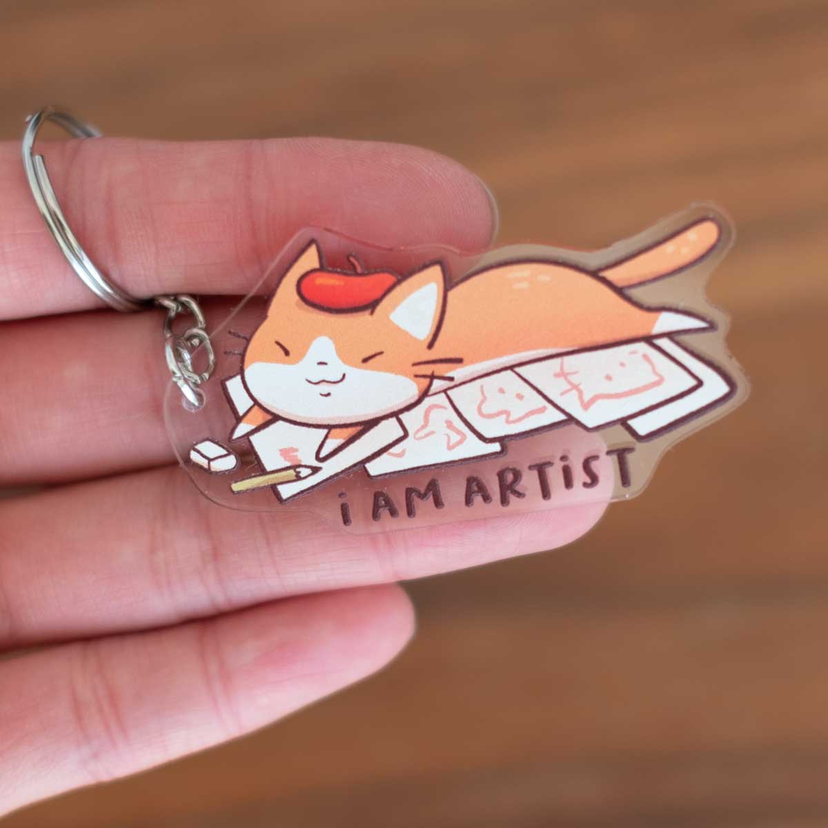 I am artist cat keychain