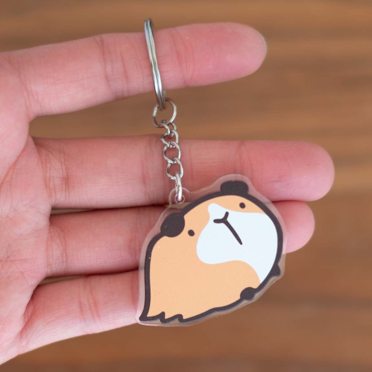 Keychain - PP Guinea pig, brown & white