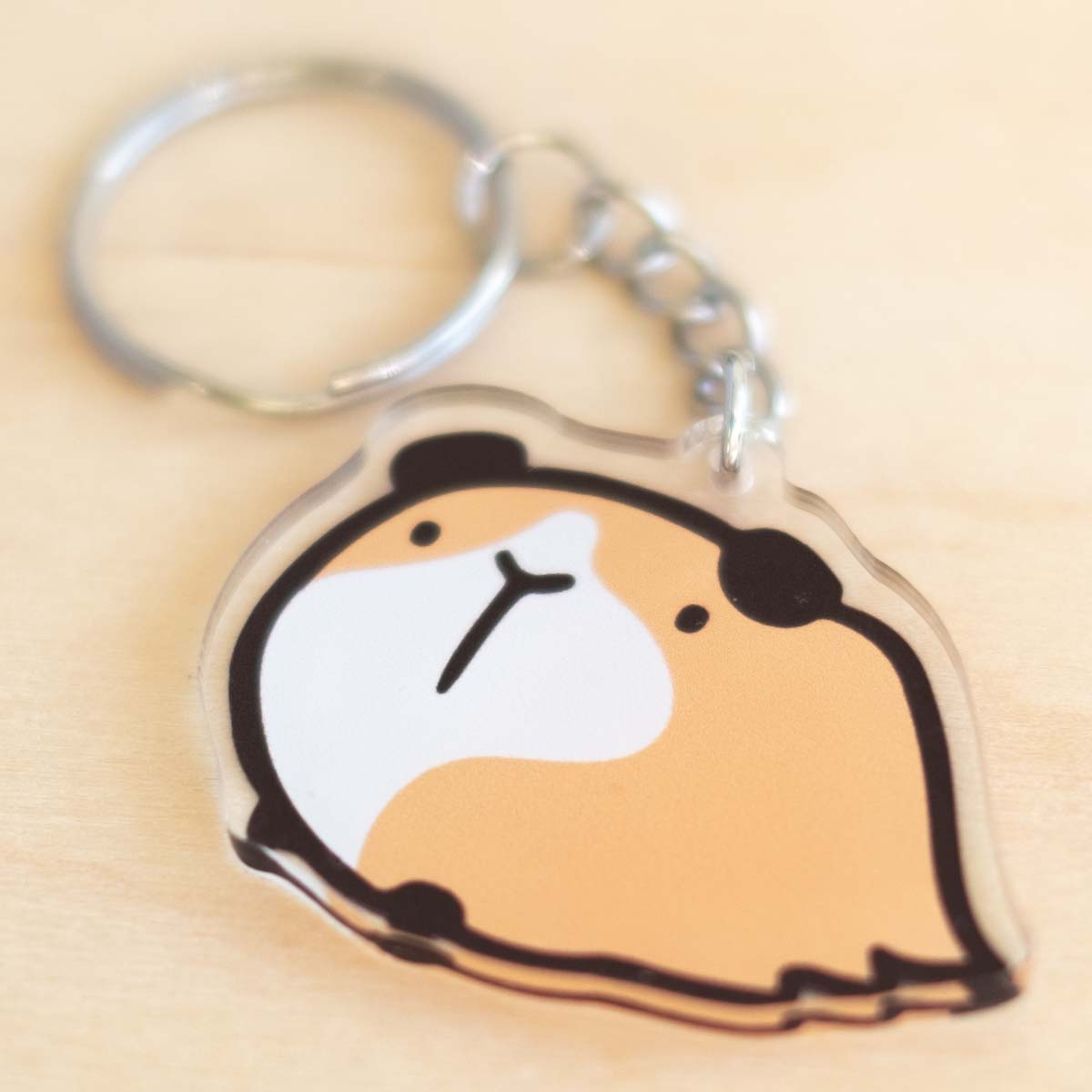 Keychain - PP Guinea pig, brown & white