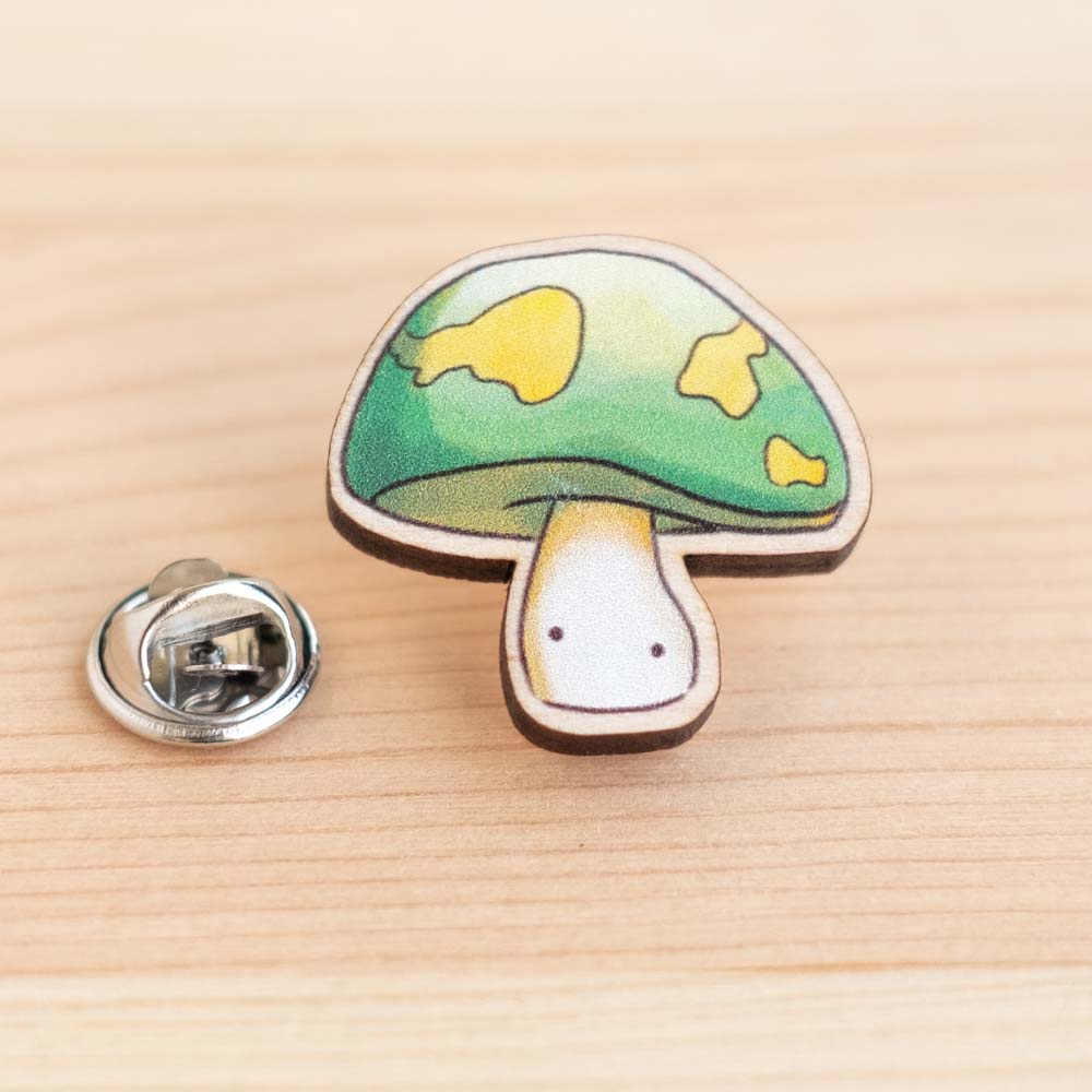 Wooden pin - Mushroom (emerald)