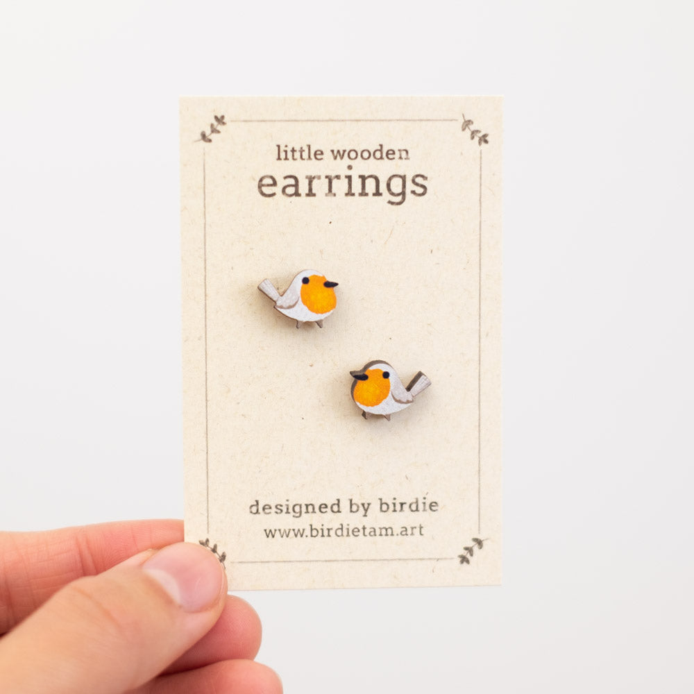 Earrings - European robins