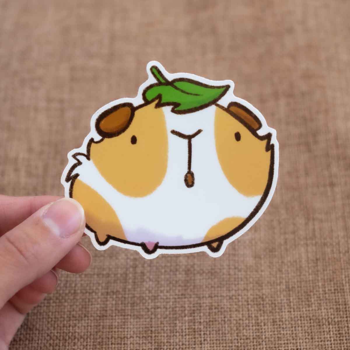 Vinyl sticker (transparent)- Leafy guinea pig