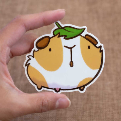 Vinyl sticker (transparent)- Leafy guinea pig