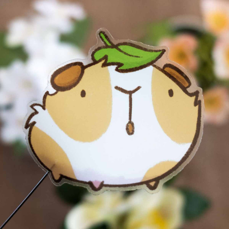 Vinyl sticker (transparent)- Leafy guinea pig