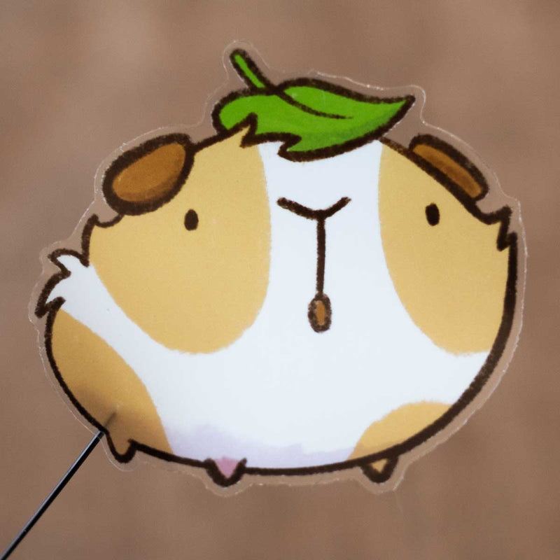 Vinyl sticker (transparent)- Leafy guinea pig