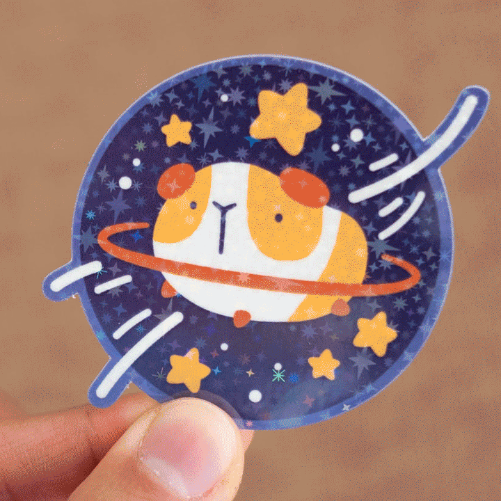 Vinyl sticker (holographic)- Guinea pig space