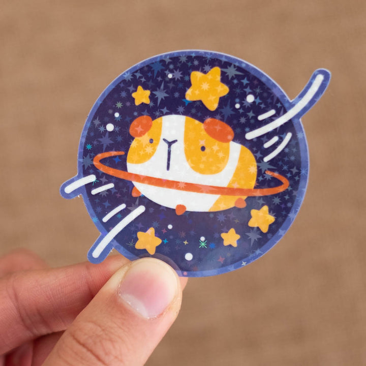 Vinyl sticker (holographic)- Guinea pig space