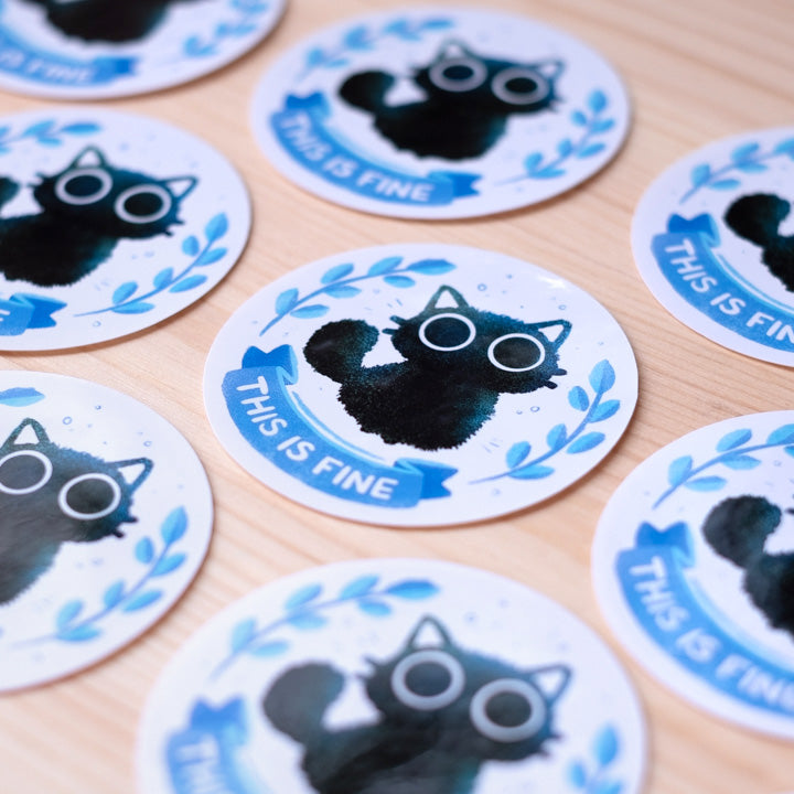 Vinyl sticker - This is fine cat