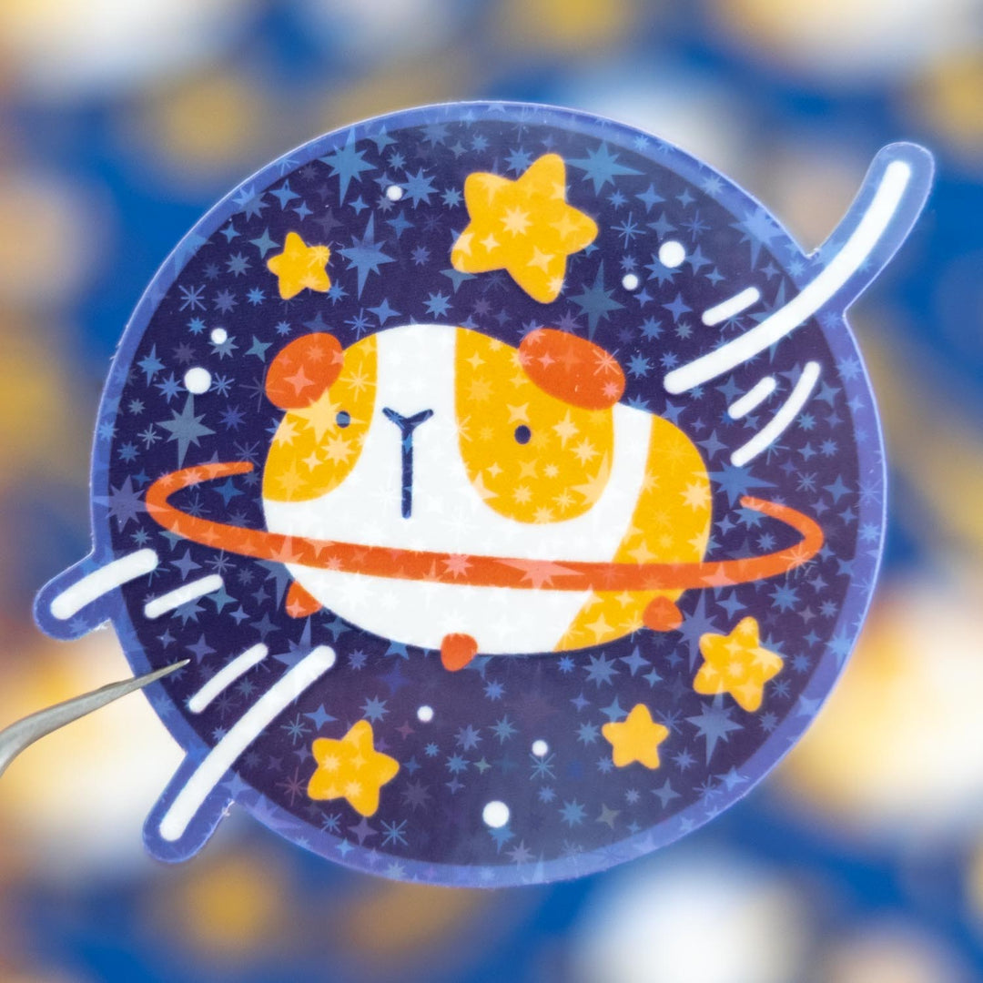 Vinyl sticker (holographic)- Guinea pig space